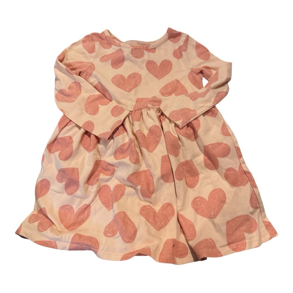 Heart Patterned Pink‎ Kids Dress